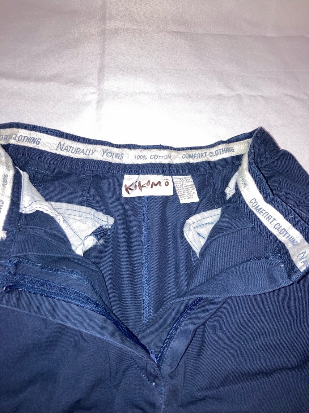 Vintage Kikomo High-Waist Navy Cotton Blend Women's Shorts - Picture 4 of 6